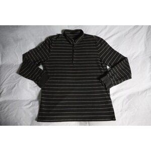 Lacoste Polo Shirt Mens 5 Black Striped Preppy Long Sleeve Alligator Embroidery